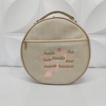 Bolsa Porta Pratos Personalizado Gratidão Marfim/Ouro Rosa