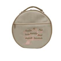 Bolsa Porta Pratos Personalizado Gratidão Marfim/Ouro Rosa