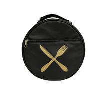 Bolsa Porta Pratos Personalizado Talheres Preto Couro Legítimo Bolsa Porta Pratos Personalizado Talheres Preto Couro Legítimo