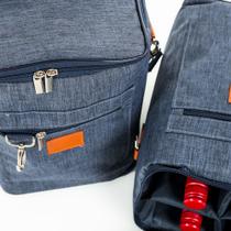 Bolsa Porta Vinho / Bebidas Térmica Para 4 Garrafas Tira colo Reforçada - JEANS - PV4