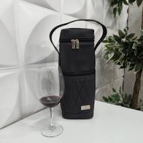 Bolsa Porta Vinho Personalizada Preta para 1 Garrafa - Coutre Bolsas