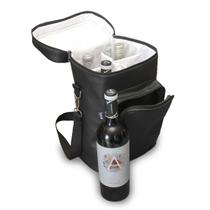 Bolsa Porta Vinho térmica com Alça 4 garrafas couro