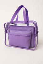 Bolsa Praia Academia Transparente Impermeavél Com 2 Necessaires Lilás