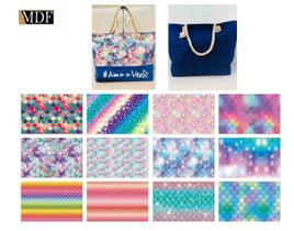 Bolsa Praia Bolsinha Brinde Estampa com Brilho Vários Modelos Bolsa Praia Bolsinha Brinde Estampa com Brilho Vários Modelos
