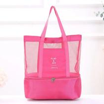Bolsa Praia C/ Compartimento Cooler Térmico Passeio Play Joy Verão Cor:Rosa