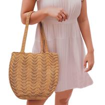 Bolsa Praia Crochê Passeio Feminina Ombro Piquenique Ziper Forrada Moda Verão 2025 Bolsa Praia Crochê Passeio Feminina Ombro Piquenique Ziper Forrada Moda Verão 2025