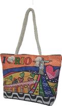 Bolsa Praia Estampa Rio De Janeiro Cristo Redentor Souvenir com Fecho Zíper Bolsa Praia Estampa Rio De Janeiro Cristo Redentor Souvenir com Fecho Zíper