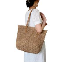 Bolsa Praia Feminina De Palha Alça material sintético Com Forro interno E Ziper Bolsa Praia Feminina De Palha Alça material sintético Com Forro interno E Ziper