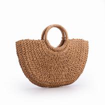 Bolsa Praia Feminina Palha Forrada Meia Lua Artesanal Luxo Bolsa Praia Feminina Palha Forrada Meia Lua Artesanal Luxo