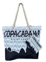 Bolsa Praia Lotus Estampada 47x36cm com Alça de Corda Estampa:Copacabana Branco Bolsa Praia Lotus Estampada 47x36cm com Alça de Corda Estampa:Copacabana Branco
