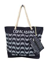 Bolsa Praia Lotus Estampada 47x36cm com Alça de Corda Estampa:Copacabana Preto Bolsa Praia Lotus Estampada 47x36cm com Alça de Corda Estampa:Copacabana Preto