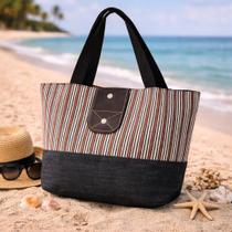 Bolsa Praia Mulher Verão Férias Feminina Grande Ziper 1113 Cor:PretoTamanho:Único