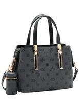 Bolsa Preta Chenson Original Alça de Mão Linha Monograma Atemporal Bolsa Preta Chenson Original Alça de Mão Linha Monograma Atemporal