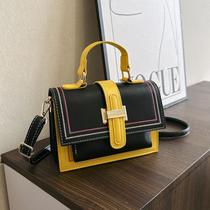Bolsa quadrada pequena com contraste de cores da moda, bolsa retrô crossbody