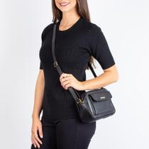 Bolsa quadrada pequena de couro com bolso Dana Bolsa quadrada pequena de couro com bolso Dana
