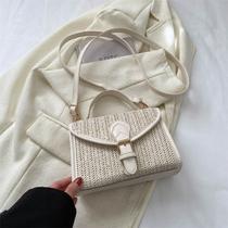 Bolsa quadrada pequena listrada tecida Bolsa de ombro fashion Bolsa transversal retrô