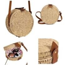 Bolsa Redonda Blogueira Palha Tendência Moda Verão Estilosa Alça Longa Transfersa Bolsa Redonda Blogueira Palha Tendência Moda Verão Estilosa Alça Longa Transfersa