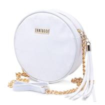 Bolsa Redonda Feminina Alça Transversal Corrente Design Casual Versátil Mini Bag Blogueira