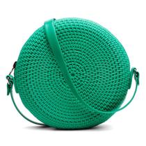 Bolsa Redonda Pequena Texturizada Feminina Verde Escuro