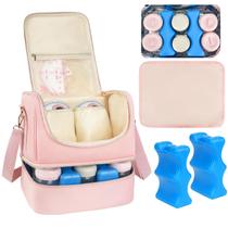 Bolsa Refrigeradora para Sacaleches Jaffzora con Paquete de Hielo Rosa