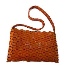 Bolsa Retangular Baguete Ombro Madeira Laranja 26cm Bolsa Retangular Baguete Ombro Madeira Laranja 26cm