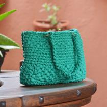 Bolsa Retangular em crochê verde Tiffany
