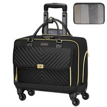 Bolsa rolante para laptop Ytonet, maleta giratória para mulheres com 4 rodas giratórias, maleta de 17,3 polegadas para mulheres com cadeado e cubo de embalagem, bolsa para laptop com rodas para viagens e trabalho, professora de negócios, preta