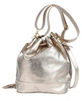 Bolsa Saco Feminina Transversal Tiracolo Couro Prata Velha