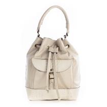 Bolsa saco Natasha em couro marfim Bolsa saco Natasha em couro marfim