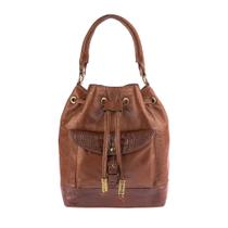 Bolsa saco Natasha em couro whisky