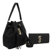 Bolsa Saco SF com alça transversal e de ombro e carteira de mão