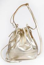 Bolsa Saco Transversal Feminina Tiracolo Couro Ouro Light