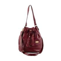 Bolsa Saco Transversal Feminino em Couro Rubi Bolsa Saco Transversal Feminino em Couro Rubi