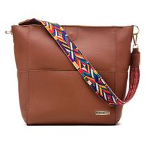 Bolsa Sacola Alice Monteiro Lisa com Alça Colorida Removivel e Ziper