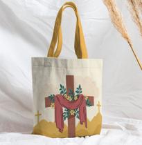 Bolsa Sacola Artesanal de Tecido Cruz Manto Florido Bolsa Sacola Artesanal de Tecido Cruz Manto Florido