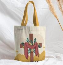 Bolsa Sacola Artesanal de Tecido Cruz Manto Florido Bolsa Sacola Artesanal de Tecido Cruz Manto Florido