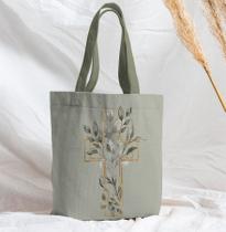 Bolsa Sacola Artesanal de Tecido Cruz religiosa ramos aquarela Bolsa Sacola Artesanal de Tecido Cruz religiosa ramos aquarela