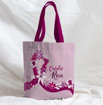 Bolsa Sacola Artesanal de Tecido Faixa Florida Outubro Rosa Bolsa Sacola Artesanal de Tecido Faixa Florida Outubro Rosa