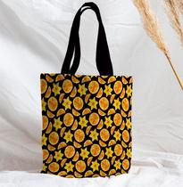 Bolsa Sacola Artesanal de Tecido Laranja e Carambola