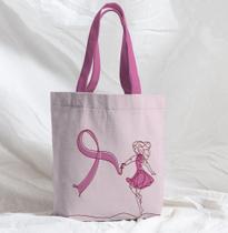 Bolsa Sacola Artesanal de Tecido Outubro Rosa Dançarina Bolsa Sacola Artesanal de Tecido Outubro Rosa Dançarina
