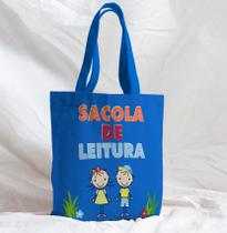 Bolsa Sacola Artesanal de Tecido Sacola de Leitura Azul Crianças