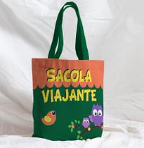 Bolsa Sacola Artesanal de Tecido Sacola Viajante Escola Coruja