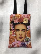 Bolsa sacola criativa Frida flores art estilo ecobag com duas imagens