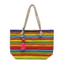 Bolsa Sacola De Praia Arco Iris Feminina De Ombro Grande Em Lona Ou Bolsa de Palha - BP02 - ODELL VENDAS ONLINE