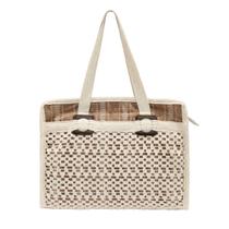 Bolsa Sacola de Praia Feminina Mao Ombro Algodao Artesanal Tricô Estilosa Ecobag Lavável