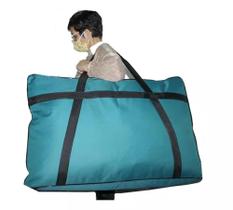 Bolsa sacola de viagem mala grande poliéster verde água 55x85x25 dobrável para compras e mudanças