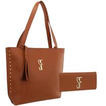 Bolsa sacola e carteira de mão com detalhe em metal SF em varias cores. - Selfie Store