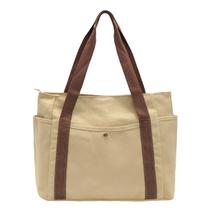 Bolsa Sacola Ecobag Algodão Cru Leve Vários Bolsos Ombro Casual Escola Trabalho Sair