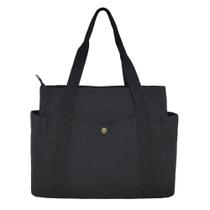 Bolsa Sacola Ecobag Algodão Cru Leve Vários Bolsos Ombro Casual Escola Trabalho Sair