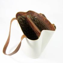 Bolsa sacola em material sintético branco maria adna